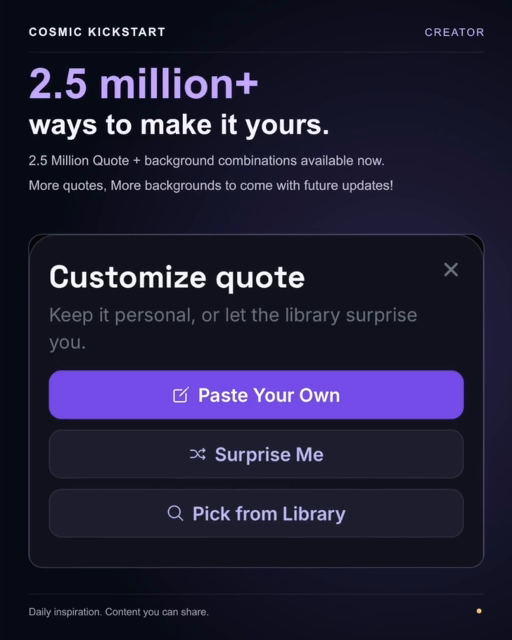 Customize Cosmic Creator posts with fonts, colours, size, alignment and placement